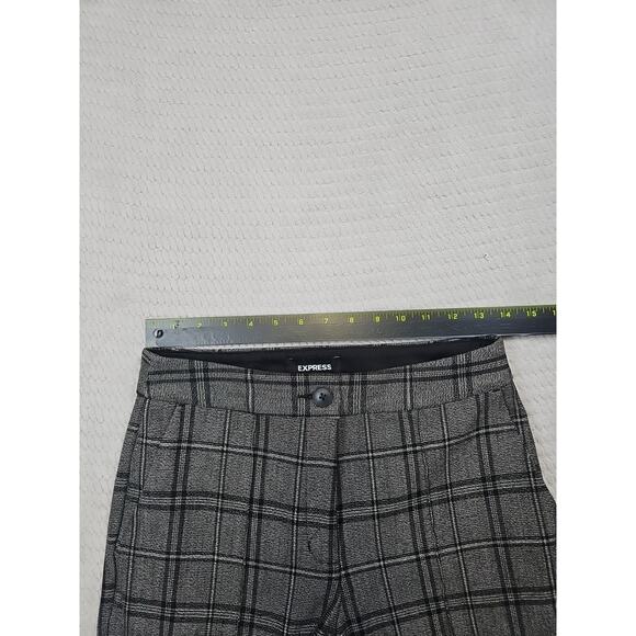 Express Pants Womens 4 Short Ankle High Rise Gray & Black Plaid - Picture 3 of 9